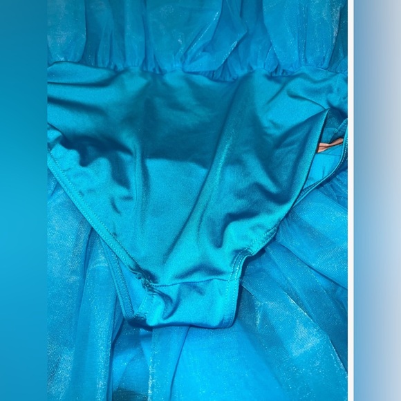 Weissman Dance Dress Girls XXLC Aqua sequin, skirted leotard performance costume - Picture 5 of 7